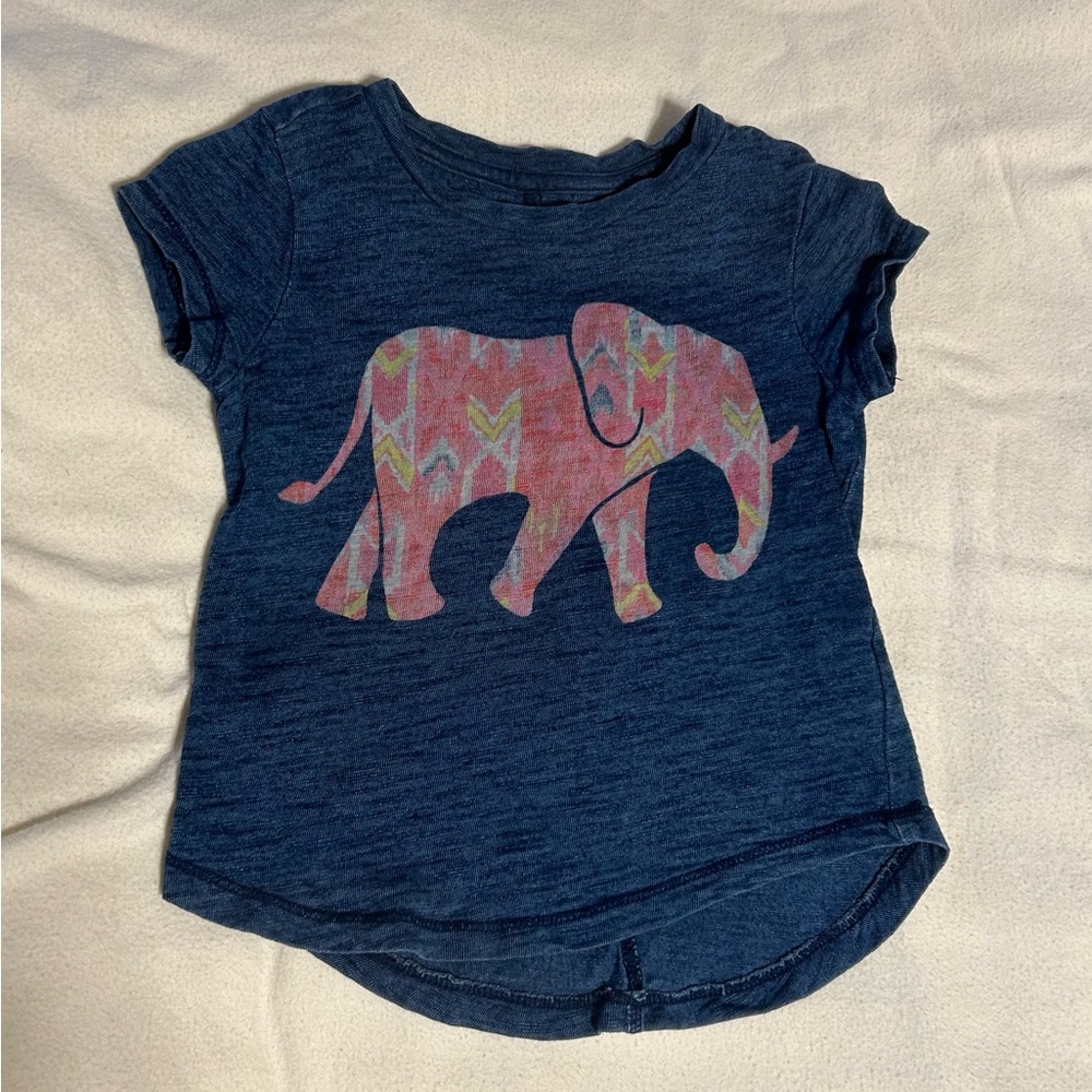 Kids Blue Elephant Graphic T-Shirt